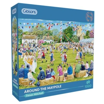 Image of Gibsons Around the Maypole 1000 Piece Jigsaw Puzzle Beautiful Colourful Sustainable for Adults Premium 100% Recycled Board Great Gift Games