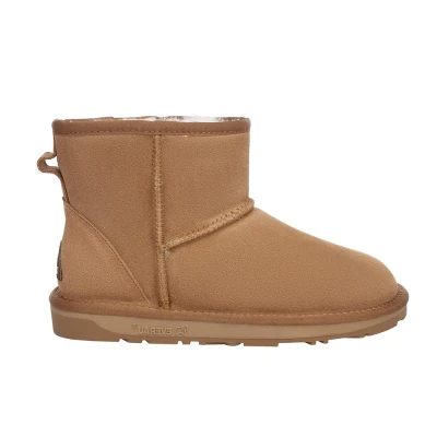 Image of EVERAU WOMEN Emu Mini Classic Boots Womens Warm Winter Sheepskin Suede Water Resistant Boots, Chestnut, UK 7/UK MEN 7