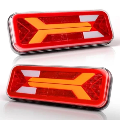 Image of AOHEWEI 2Pcs Trailer Rear Lights 12V/24V Super Bright Waterproof Turn Signal Brake Tail Reverse Fog Reflector Lamp for Truck Lorry Caravan