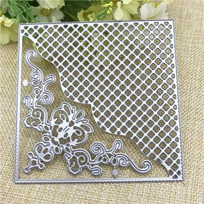 Image of ZHOUBA Cuttting Dies for Card Making,Flower Grid Frame Cutting Die Scrapbook Emboss Mold Paper DIY Stencil Decor Silver
