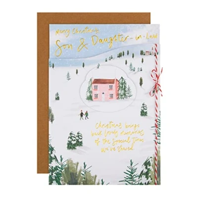 Image of Hallmark Christmas Card for Son and Daughter in Law Contemporary Winter Wonderland Illustration Design, 25563125, Multicoloured