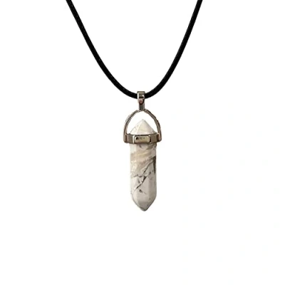 Image of VIE Double Point Pencil Pendant, Black String (Howlite)