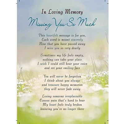 Image of Piccadilly Greetings Regal Publishing Memorial Card Missing you 120 x 165 mm