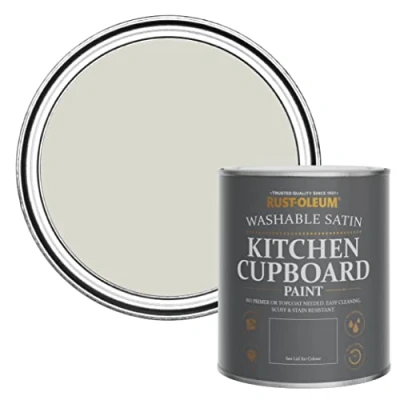 Image of Rust Oleum Grey Scrubbable Kitchen Cupboard Paint in Satin Finish Mocha 750ml