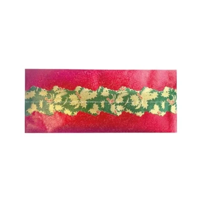 Image of Anniversary House Pack of 1 Traditional Christmas Cake Frill, Red Foil with Green/Gold Holly Centre Trim, Decorative Ribbon Trim for Cakes, Nostalgic Decoration, Decorations Xmas