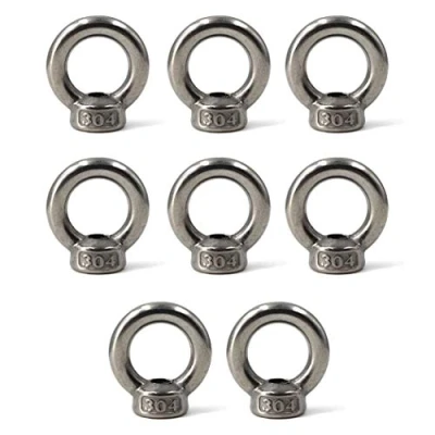 Image of M6 Ring Shape Lifting Eye Nut 304 Stainless Steel Threaded Fastener 8 Pack
