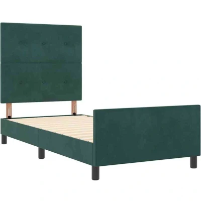 Image of vidaXL Bed Frame Dark Green 90x200 cm Velvet