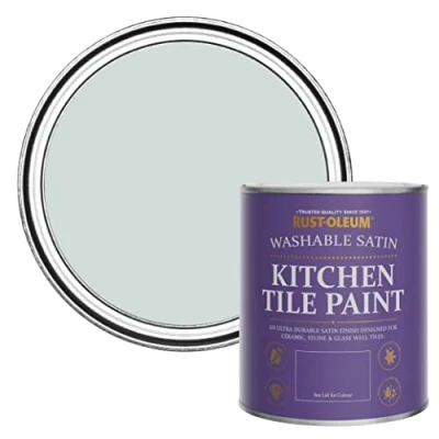 Image of Rust Oleum Grey water resistant Kitchen Tile Paint in Satin Finish Dove 750ml