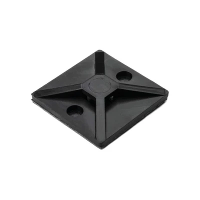 Image of HellermannTyton Cable Tie Mount, Self Adhesive, 28 x 28mm, Black, Pack of 100