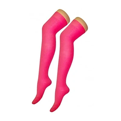 Image of Crazy Chick® New Girls Over The Knee Plain Microfiber Socks Assorted Colours Thigh High UK Size 4 6 (Pink)