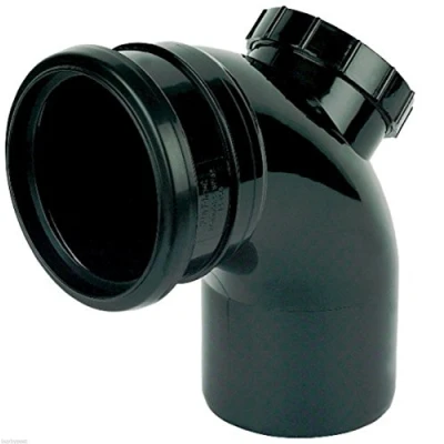Image of 110MM Push Fit 90 Degree Single Socket Access Bend Black Soil Pipe and Ring Seal Fittings