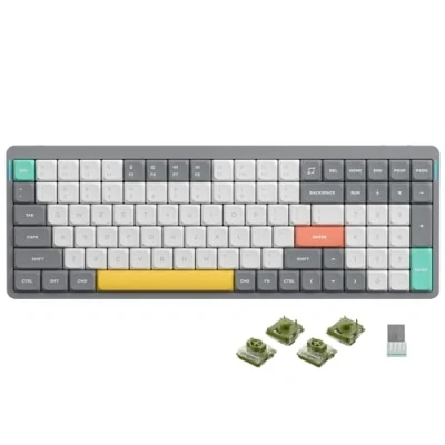 Image of nuphy Air96 V2 Wireless Mechanical Keyboard,100 Keys Gaming Keyboard,Supports Bluetooth 5.1,2.4G and Wired Connection,for PC/Laptop/Windows/Mac Grey Gateron Moss Switch