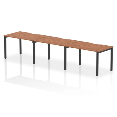 Image of Evolve Plus 1200mm Single Row 3 Person Bench Desk Walnut/Black