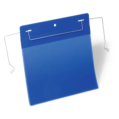 Image of Durable Document Pocket with Wire Hanger A5 Landscape, Pack of 50 Pieces, Dark Blue