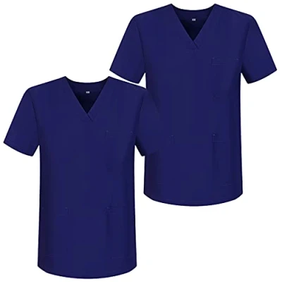 Image of MISEMIYA Unisex_Adult Pack 2 Jacket Sanitary Uniforms Scrub Top, Purple 68, L (Pack of 2)