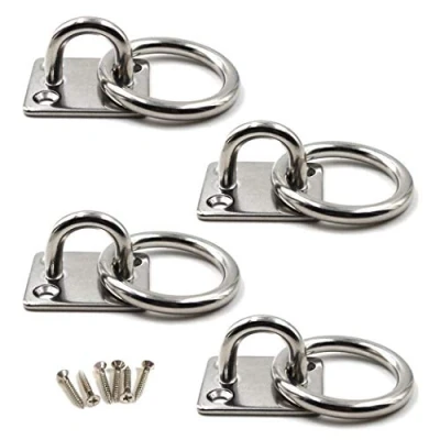 Image of M5 Ceiling Hook Pad Eye Plate 304 Stainless Steel Wall Mount Heavy Duty for Hanging (Pack of 4,Screws Included)