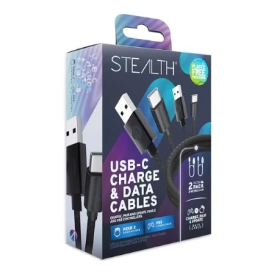 Image of Stealth USB C Charge and &amp; Data Cables Twin Pack for PSVR2 PS5 Controllers