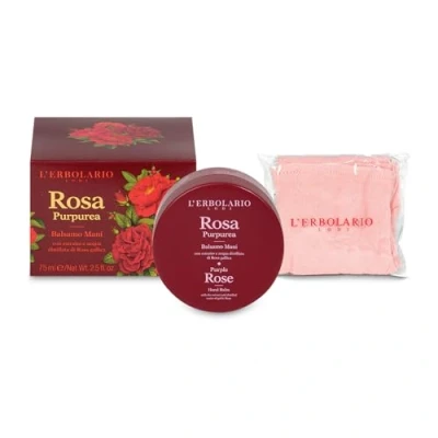 Image of LErbolario Hand Balm, Purple Rose, 75 ml Lotion With Gallic Rose Shea Butter Moisturizing and Nourishing Cruelty Free
