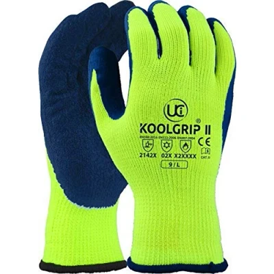 Image of UCi KOOLgrip™ Thermo Star Latex Palm Coated Thermal Cold Winter Grip Gloves (10 XL, Yellow)
