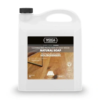Image of WOCA Natural Soap Floor Cleaner, Ideal for Oiled Wood, Ecofriendly, Perfect Furniture, Table Tops and All Other Surfaces (Natural, 5L)