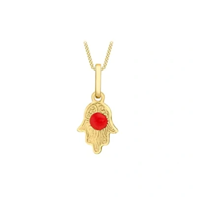 Image of Carissima Gold Women&#039;s 9ct Yellow Enamel Hamsa Hand Pendant on Curb Chain Necklace of 41cm/16&quot;