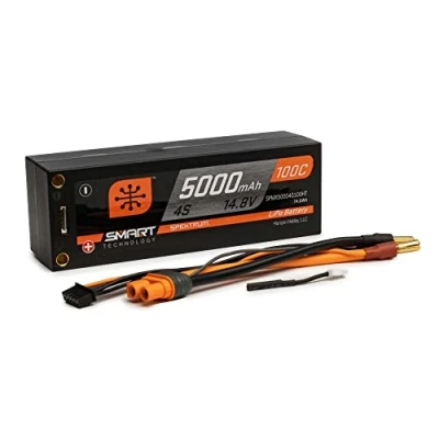 Image of Spektrum 14.8 V 5000 mAh 4S 100C Smart Race Hard Case LiPo Battery: Tubes, 5 mm, SPMX50004S100HT