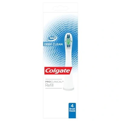 Image of Colgate 360 Deep Clean Proclinical Refill Toothbrush Heads, Soft Bristle Heads for Plaque Removal, Pack of 4