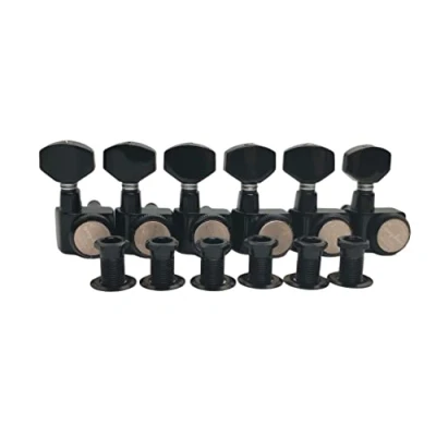 Image of Guyker 6 In line Guitar Locking Tuners 1:18 Tuning Key Pegs Black