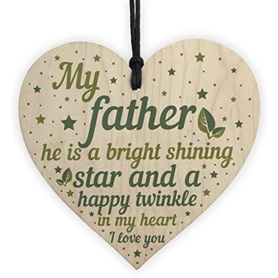 Image of RED OCEAN Dad Father Memorial Hanging Wooden Heart Remembrance Plaque Keepsake Gift For