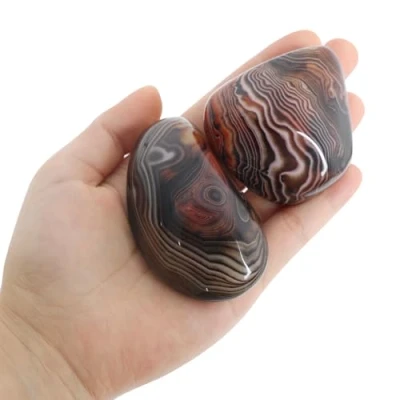 Image of Orientrea Sardonyx Palm Stone 2 Pcs Pocket Energy Stone, Smooth Healing Crystal Worry (Sardonyx)