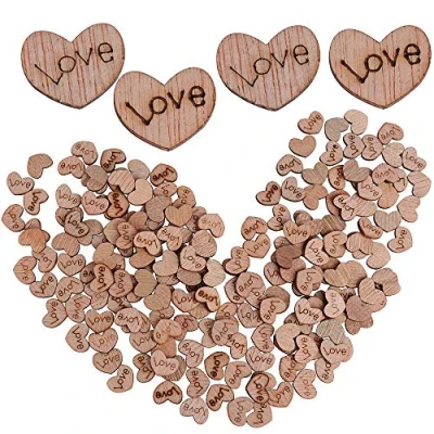 Image of VINFUTUR 200Pcs Rustic Small Wooden Heart Slices Embellishments for Wedding Table Scatter Party Home Valentine Decoration Love Hearts Crafting DIY Craft Supplies (Love)