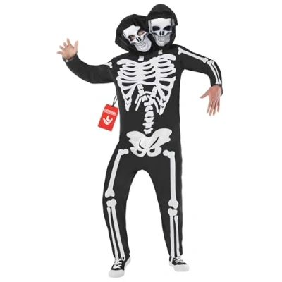 Image of Morph 2 headed Skeleton Costume Men, Costumes for Adult Halloween Men XL