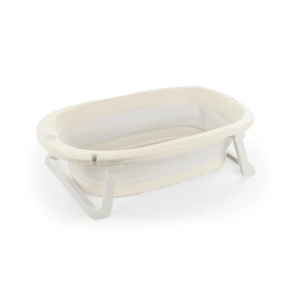 Image of Dolu Foldable Baby Bathtub Compact &amp; Convenient Design for Toddlers Relax Beige Easy to Store, Safe Comfortable Babies