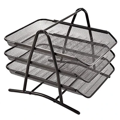 Image of BigTree Mesh Letter Tray 3 Tier Desk Filing Trays Holder A4 Document Paper Wire Storage Organiser
