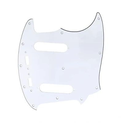 Image of Musiclily Pro 12 Hole Guitar Pickguard for Fender American Mustang, 3Ply White