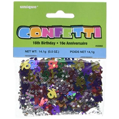 Image of Unique Party 55960 Foil 16th Birthday Confetti