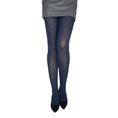 Image of MARILYN Fashion Diamond Pattern 60 Denier Tights, Black (Black), 36 38