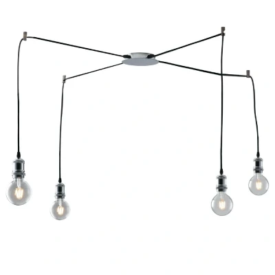 Image of GROOVE 4 Light Cluster Pendant Ceiling Chrome 250cm