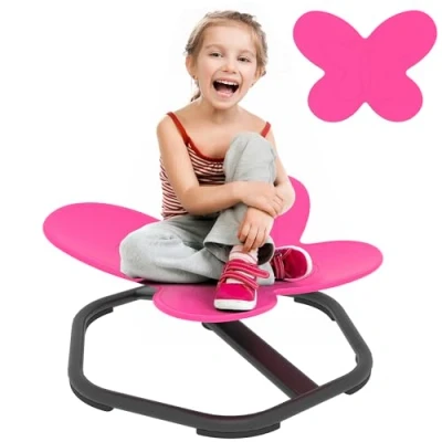 Image of AIYAPLAY Butterfly Shaped Kids Swivel Chair, Sensory Spinning Pink