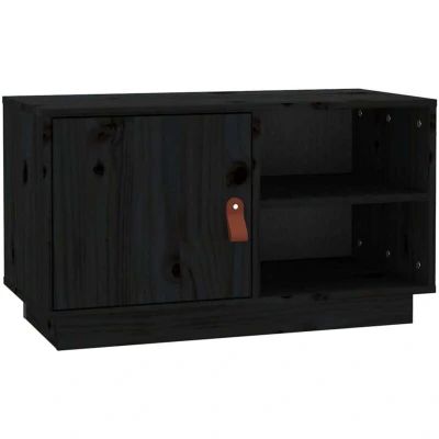 Image of vidaXL TV Cabinet Black 70x34x40 cm Solid Wood Pine