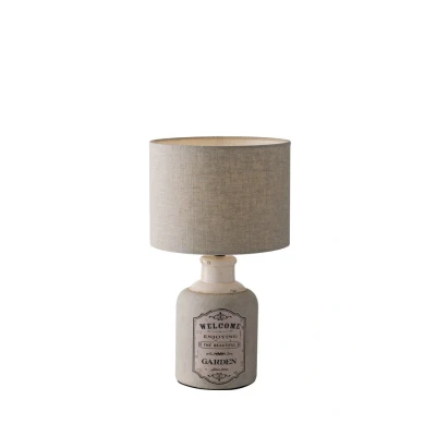 Image of Factory Ceramic Table Lamp With Fabric Shade, Beige, E27