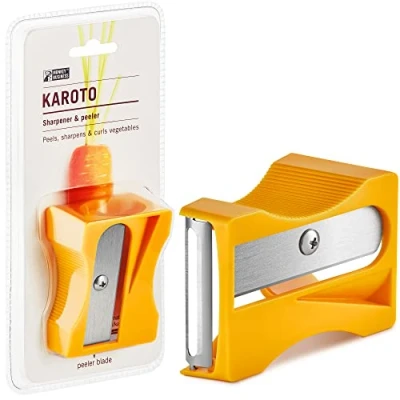 Image of Karoto Carrot Sharpener Vegetable Peeler Veggie &amp; Cucumber Fun Kitchen Gadgets from a Series of Unique Peelers for Stuff by Monkey Business (Yellow)
