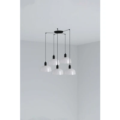 Image of Tatawin Medium Cluster Pendant Ceiling Light Black, Gloss White 5x E27