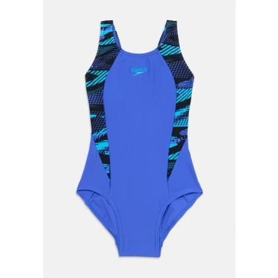 Image of Speedo Girl&#039;s HyperBoom Splice Muscleback Swimsuit, Swim Training, Chlorine Resistant, Quick Drying, Stretch Fabric, Comfort Fit, 1 Piece Cobalt Pop, 5 6