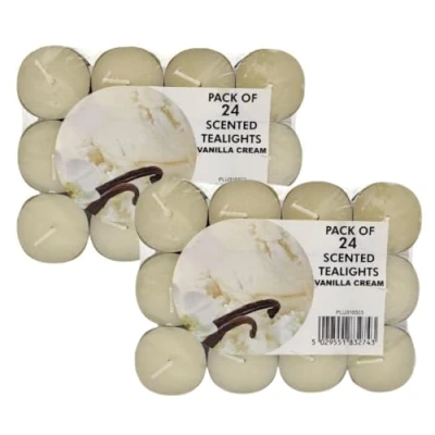 Image of FabFinds 48 Scented Tealights Candles 5 Hours (Vanilla Cream)