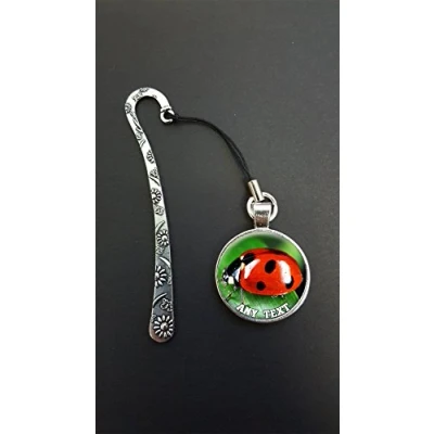 Image of Personalised Ladybird Any Text Pendant On a Silver Coloured Metal Design Bookmark Ideal Birthday Gift N311w