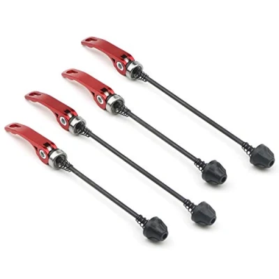 Image of Pxyelec 2 Pair Quick Release Bicycle Skewer, Road Mountain Bike Front and Rear Axle Hollow Shaft Set (Red)