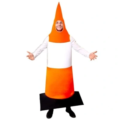 Image of I LOVE FANCY DRESS Traffic Cone Costume Pack of 1 Orange &amp; White Road Stag Night Funny Novelty Party
