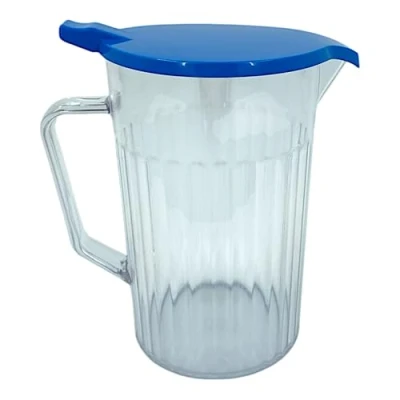 Image of Tableware UK Made Plastic Jug with Lid Virtually Unbreakable Polycarbonate Drink Pitcher Measuring (Blue, 1 x 900ml)