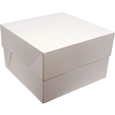 Image of White Cake Box with lid for Transporting Cakes (12&quot; inch)